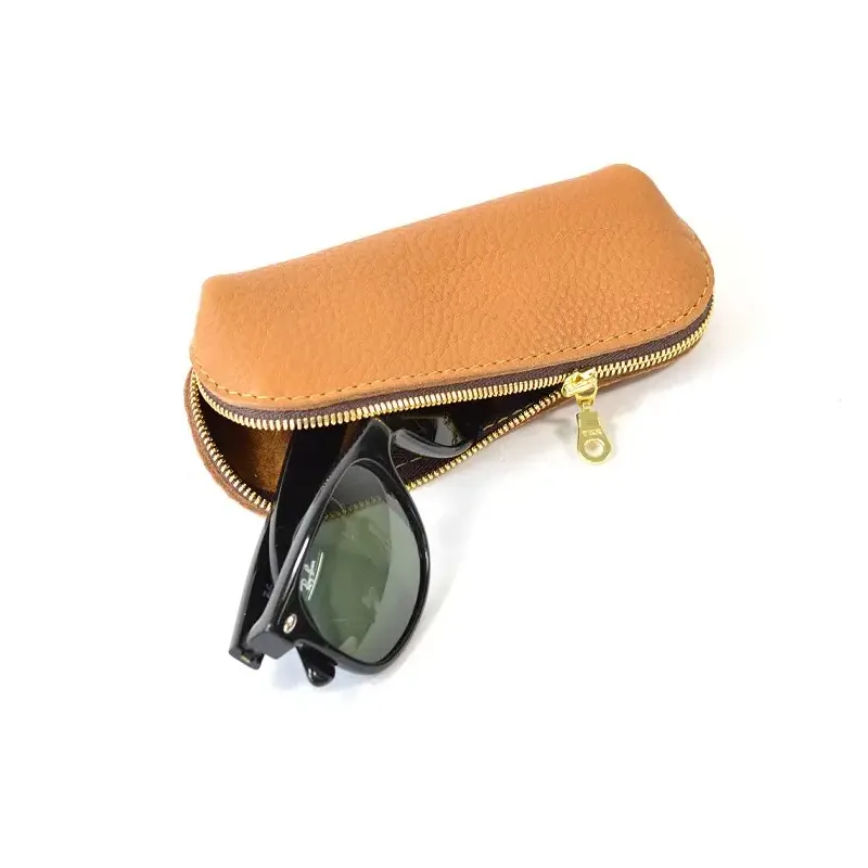 थोक पु चमड़ा चश्मा केस नरम चश्मा ज़िप वॉलेट पेंसिल कॉस्मेटिक पाउच बैग धूप का चश्मा चमड़े का केस बैग