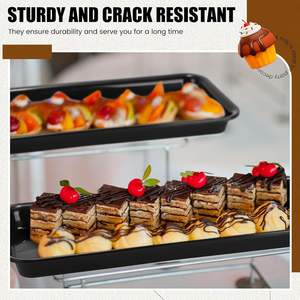 <span class=keywords><strong>Plateau</strong></span> de service de nourriture de gâteau de <span class=keywords><strong>fromage</strong></span> de collation de dessert en plastique réutilisable noir de rectangle pour la fête de mariage - Product Image 3