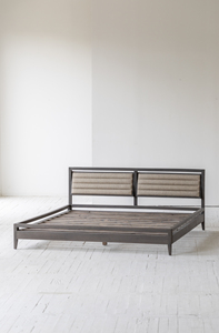 Unici mobili artigianali per camera da letto stile moderno orientale imbottiti grigio fumo set mobili antichi doppio letto di lusso - Product Image 6