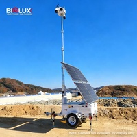 Système de tour de surveillance CCTV mobile à énergie solaire, remorque avec mât télescopique en alliage d'aluminium de 7 m, étanche IP65, batterie de 12000 Wh