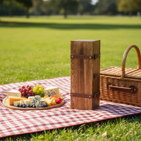 Boîte Cadeau en Bois pour Vin et Whisky, avec Fermeture à Loquet, Sangles en Cuir, Multifonctionnelle et Portable, Idéale pour Noël, Mariages et Bière