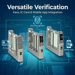 Barrière pivotante personnalisée KMS avec lecteur de code QR et connexion Wi-Fi – Vente directe usine OEM/ODM pour contrôle d'accès intelligent en hall d'exposition - Product Image 1