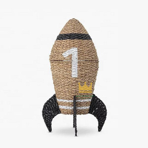 Organisateur de jouets pour enfants, type sur pied, paniers de rangement en jonc de mer, panier en paille en forme de fusée du Vietnam - Product Image 3
