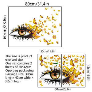 Venta al por mayor pegatina de pared personalizada PVC moda extraíble habitación de niñas pestañas ojo mariposas pegatina de pared decorativa <span class=keywords><strong>para</strong></span> dormitorio de niñas - Product Image 6