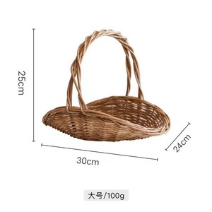 Elegante Cesta <span class=keywords><strong>de</strong></span> Mimbre Tejida a Mano Vintage <span class=keywords><strong>con</strong></span> Asa, Ecológica para Picnic, Frutas, Verduras, Pan, <span class=keywords><strong>Flores</strong></span> y Organización del Hogar - Product Image 6