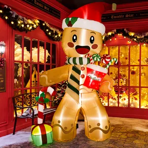 Ourwarm Inflatable Christmas 8FT Navidad Gingerbread Man Inflatable Yard Decoration Christmas