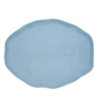 Fuente Ovalada de Cerámica Azul de 39x30 cm para Servir y Decorar