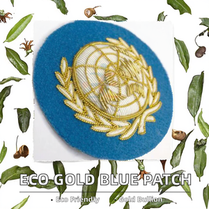 Sky Blue Gold Bullion Embroidered Eco-Friendly Nonwoven Round <b>Sew</b>-<b>On</b> Felt <b>Patches</b> for Hat Beret Blazer & Peak Cap-Wholesale - Product Image 2
