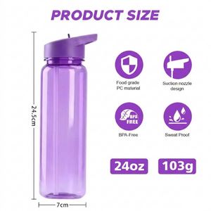 Botella de Agua Deportiva de Plástico de 24 oz con Logotipo Personalizado, con Pajita, Libre de BPA, Reutilizable, con Tapa Abatible, Botella para Gimnasio, para Promoción - Product Image 2