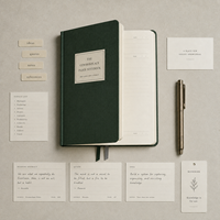 Quaderno Personalizzato LABON con Copertina Rigida Verde, Pagine con Indice Alfabetico, Modello per Estratti e Citazioni, Segnalibro a Nastro, OEM ODM