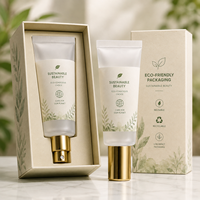 Tube en verre pour crème cosmétique, fabrication sur mesure, vente en gros, avec bouchon doré, pour emballage de lotion de soin de la peau, coffret cadeau, étiquette privée