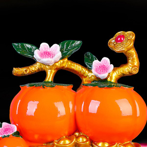 Adorno de resina Persimmon Ruyi, decoración de estilo chino para sala de estar, entrada, regalo de inauguración de la casa - Product Image 4