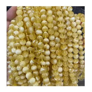 Factory outlet natural Baltic amber 8-10 mm golden white perfect Muslim beads High quality amber is rare in the market