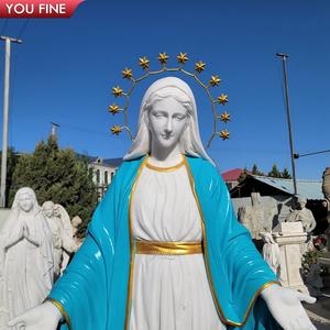 YOUFINE Estatua de Nuestra Señora DE LA Gracia de Mármol de Pie Blanco Natural Religiosa para Exteriores con Escultura de Manos Extensas - Product Image 3