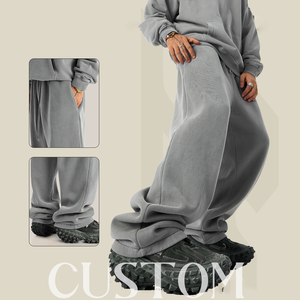 กางเกงทรงตรงสไตล์วินเทจ ทรงหลวม บุขนเฟลซ 360 กรัม แฟชั่นแนวสตรีท ปักโลโก้ตามสั่ง ไซส์อเมริกัน รับผลิตแบบ OEM - Product Image 3