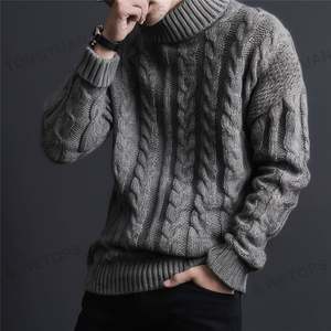 Wholesale Custom Turtleneck Oversized <strong>Men's</strong> <strong>Cable</strong> <strong>Chunky</strong> Wool <strong>Knit</strong> <strong>Jumper</strong> Sweaters - Product Image 4