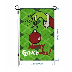 Bandera de jardín de Navidad Grinch de doble cara-<span class=keywords><strong>Merry</strong></span> <span class=keywords><strong>Grinchmas</strong></span> Yard Decor para Holiday Home/Party Decoración al aire libre - Product Image 1