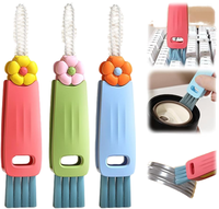 Sikat Pembersih Botol & Gelas 3-in-1 Mini Portabel Ramah Lingkungan Bentuk Bunga dengan Tutup Kawat Nilon dan Desain Berlubang