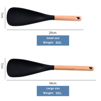 Lot de 2 spatules en silicone avec manche en bois pour ustensiles de cuisine antiadhésifs
