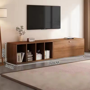 <span class=keywords><strong>Meuble</strong></span> <span class=keywords><strong>TV</strong></span> et table basse en bois massif de style rétro antique avec rangement, mobilier de salon moderne de style farmhouse - Product Image 1