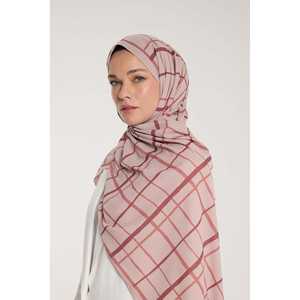 Pure Tone Sun Protection Veil <b>Square</b> Plaids Pattern Polyester Women's <b>Scarf</b> Latte Nude - Product Image 1