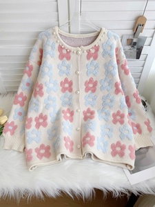 Cardigã Feminino Estilo Coreano com Bordado Grosso e Flores Tridimensionais, Novo para Outono 2025, Tamanho Grande, Solto, Macio e com Botões - Product Image 6