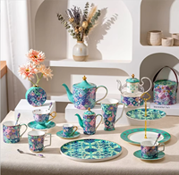 Ensemble tasse et soucoupe à café en porcelaine fine Digijuana, style marocain, design moderne, réutilisable, résistant à la chaleur, 200 ml