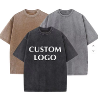 T-shirts vintage en coton 100% 270GSM, personnalisables, surdimensionnés, effet délavé, vente chaude, t-shirts brodés pour hommes