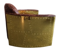 Fauteuil en cuir de luxe style aviateur rétro industriel pour salon, chambre, salle à manger, mobilier de maison