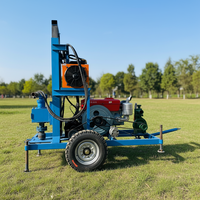 Petite machine de forage de puits d'eau hydraulique diesel tractable de 22 CV, profondeur 120 m, pour forage de 10-35 mm, pompe de forage facilement déplaçable pour ferme YJC
