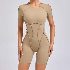 Venta al por mayor logotipo personalizado Yoga mono mujer gimnasio Fitness Body mujer V espalda entrenamiento ropa traje correr chándal ropa deportiva - Product Image 6