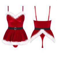 Vestido Navideño Sexy al por Mayor para Mujer Adulta, Disfraz de Santa Claus, Ropa Festiva para Fiesta, Atuendo Navideño con Tirantes