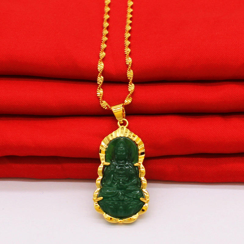 Dark Green Guanyin Necklace
