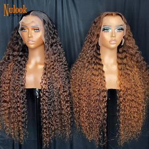 Perruques personnalisées en cheveux humains bouclés birmans colorés pour femmes noires, petites quantités en gros, produits <span class=keywords><strong>de</strong></span> beauté, perruque frontale ondulée effet eau - Product Image 1