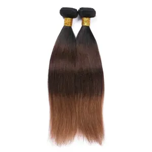 Bundel rambut warna Ombre 1b 4 27 3 Tone terlaris dengan penutup ekstensi rambut Brasil panjang pendek Semua panjang rambut stok besar
