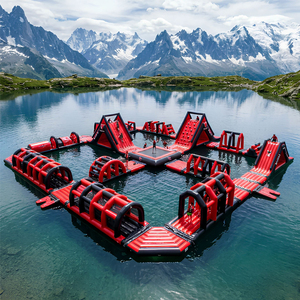 Parque acuático inflable modular gigante, hermético, para diversión al aire libre en verano, con circuito de obstáculos acuáticos para lagos. - Product Image 4