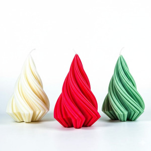 Modern Spiral Handmade Soy Wax Christmas Tree Decorative <b>Candle</b> Holder <b>Set</b> for Diwali Ramadan New Year Festive Home Decor - Product Image 1