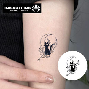 Tatuaje Temporal de Gato Lunar para <span class=keywords><strong>Mujer</strong></span>, Adhesivo de Tatuaje de Larga Duración, Resistente al Agua, 15 Días, Tatuaje Corporal Natural con Jugo de Frutas para Damas - Product Image 1