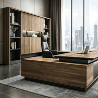 Bureau de direction de luxe moderne en bois avec tiroir, mobilier de bureau pour PDG