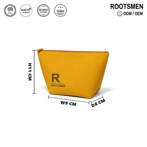 Pochette de maquillage trapézoïdale jaune moutarde en néoprène 9x8x11cm, mini trousse de toilette de voyage avec fermeture éclair, tissu épais et doux, couleur personnalisable - Product Image 1