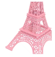 Modèle de statue Art Déco créative Tour Eiffel rose en alliage de haute qualité pour décoration d'anniversaire