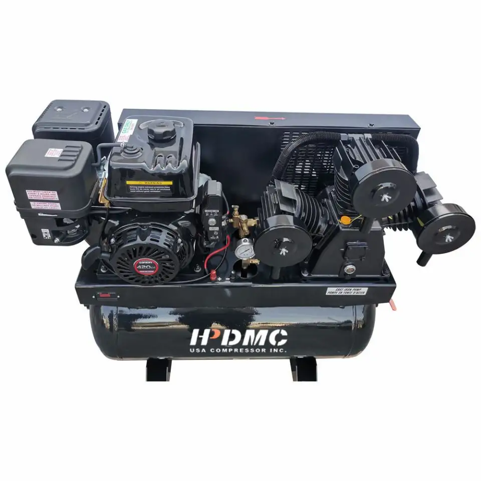 USA Single-Stage Gas-Powered Air Compressor 30-Gallon Horizontal Tank 43.5 CFM at 125 PSI