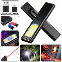 Senter Mini EDC LED COB Portabel Pengisian Daya USB Magnet Belakang Klip Belakang untuk Perbaikan Berkemah di Luar Ruangan Senter Saku