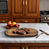 Plateau ovale en bois d'acacia poli, durable et écologique, design contemporain, pour la maison, les restaurants, les cuisines, les fêtes, les mariages, les cadeaux