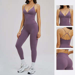 ชุดโยคะสองชิ้นสำหรับผู้หญิงแบบสั่งทำพิเศษ เสื้อชั้นในกีฬา กางเกงโยคะเอวสูง ยืดหยุ่นได้ดี เหมาะสำหรับวิ่ง ออกกำลังกาย ฟิตเนส เสื้อผ้ากีฬา - Product Image 1