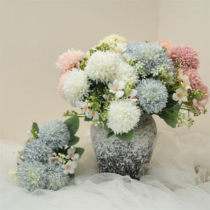 Spring <b>Artificial</b> Dandelion Ball Bouquet 7 Fork <b>Hydrangea</b> Chrysanthemum Single Stem Flower Desktop Decor Accessories - Product Image 1