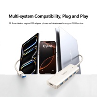 UGREEN USB 3.0 Hub 4 Port 0.15m Warna Milk Tea USB Splitter dengan Port Daya Tipe C 5Gbps untuk Laptop PC