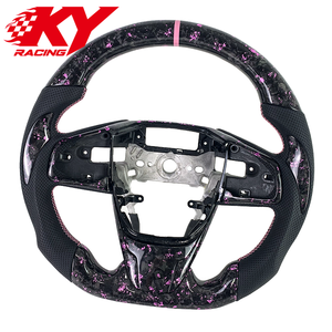 Volant sport en cuir et fibre de carbone personnalisé pour accessoires intérieurs de voiture, compatible avec Honda Civic 10ème génération, H-RV, C-RV - Product Image 2