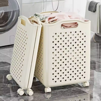 Panier à linge pliable en plastique DAYOOH, panier à linge portable pour salle de bain avec roulettes universelles