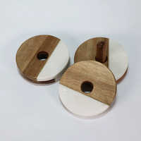Ensemble élégant en bois et pierre blanche avec support pour décoration de table élégante pour la maison Accessoires de verres de qualité supérieure